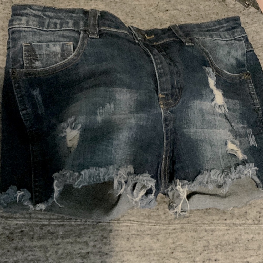 🟥Contrabrand Blue Denim Distressed Vintage Jean Shorts Size 9 Junior